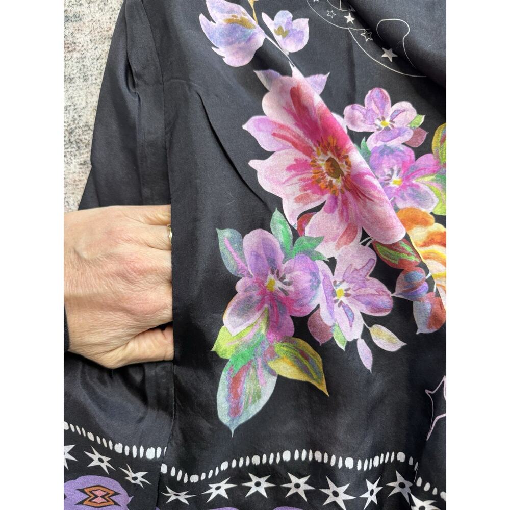 Johnny Was Jade Kimono Silk Jacket Kasumi Black Multicolor Reversible Sz S $550 - Picture 5 of 12